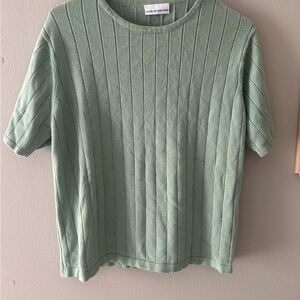 Croft & Barrows Green Ribbed Short Sleeve Top